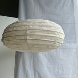 Suspension in rattan and natural japanese linen lantern shape h70 d50