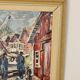 Peinture à l'huile sur toile suédoise du milieu du siècle « Harbour » par Alf Johanson (1905–1991) - Vintage et encadrée