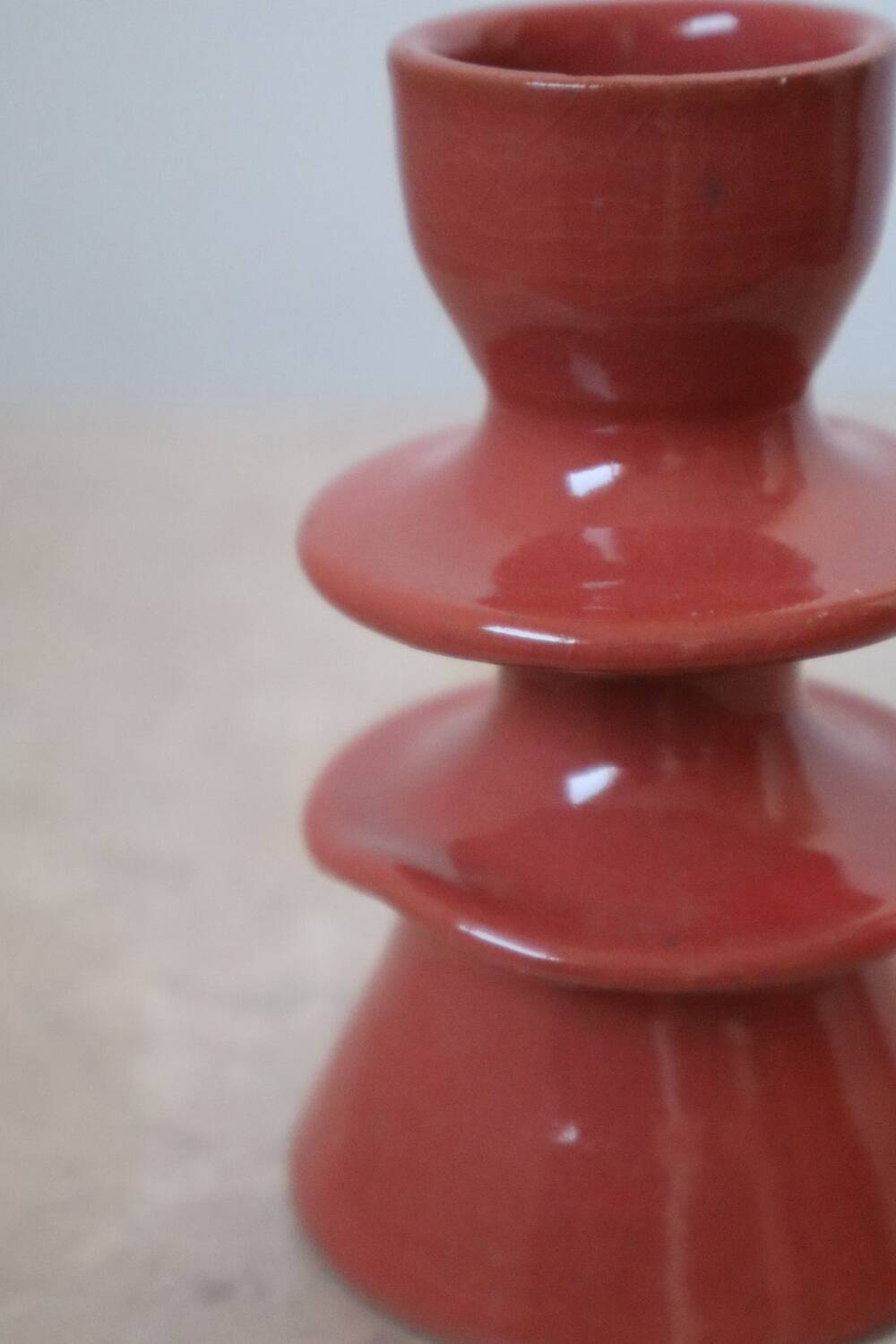Dark pink ceramic colored candle holder