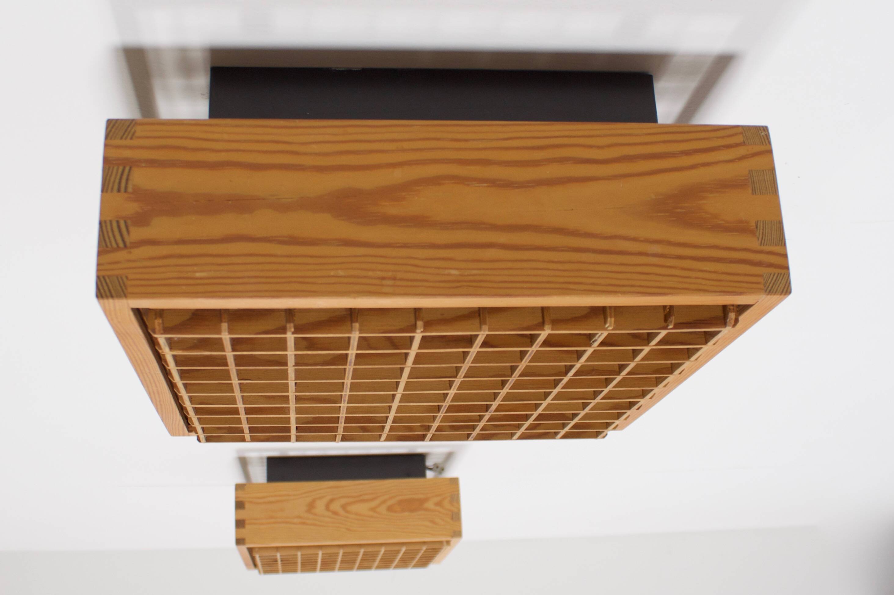 Square 1970s Pine Falkenbergs Belysning Flush Mounts, Sweden, 1970s