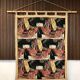 Tapestry wall hanging with sailing boats motif on bamboo rod, Italy 1940s