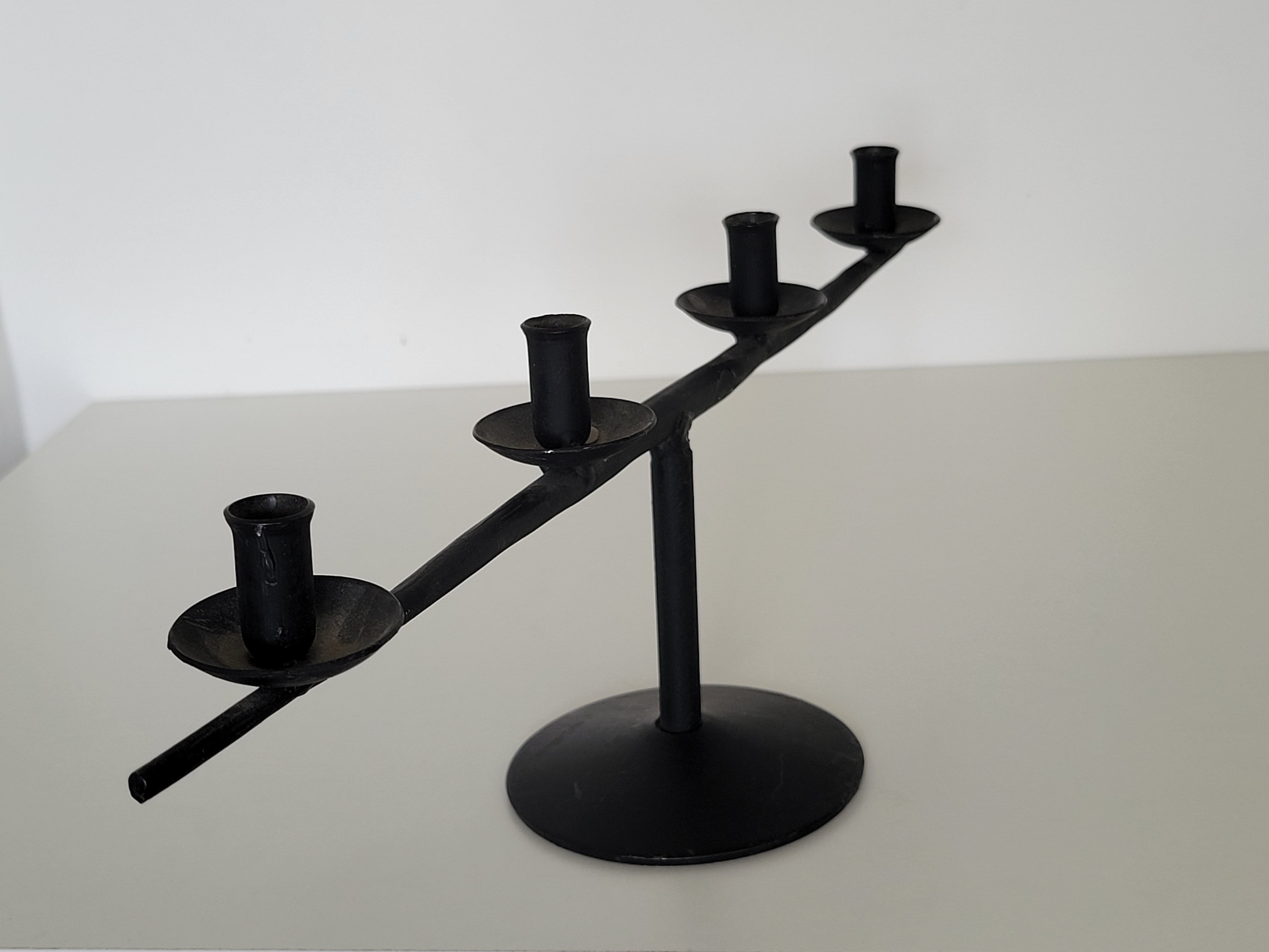 Brutalist candlestick candlestick with 4 metal branches