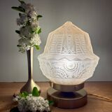 Vintage art deco globe table lamp in frosted glass
