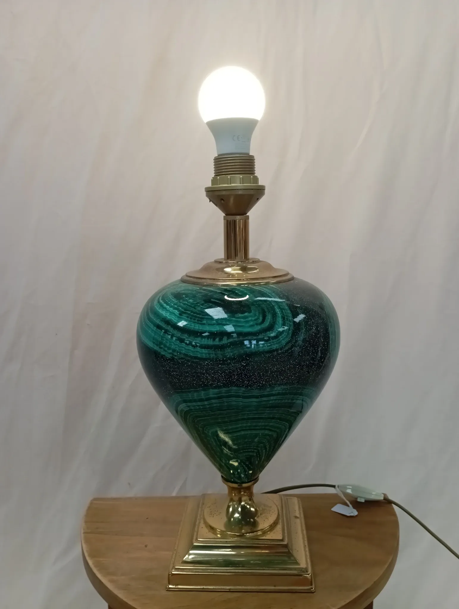 Ceramic lamp with gold metal from the 80s