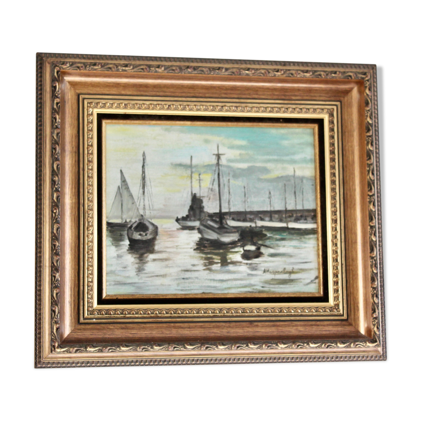 Marine painting oil painting on signed canvas