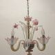 Venetian Pink opalescent Murano Glass Chandelier 1960’s