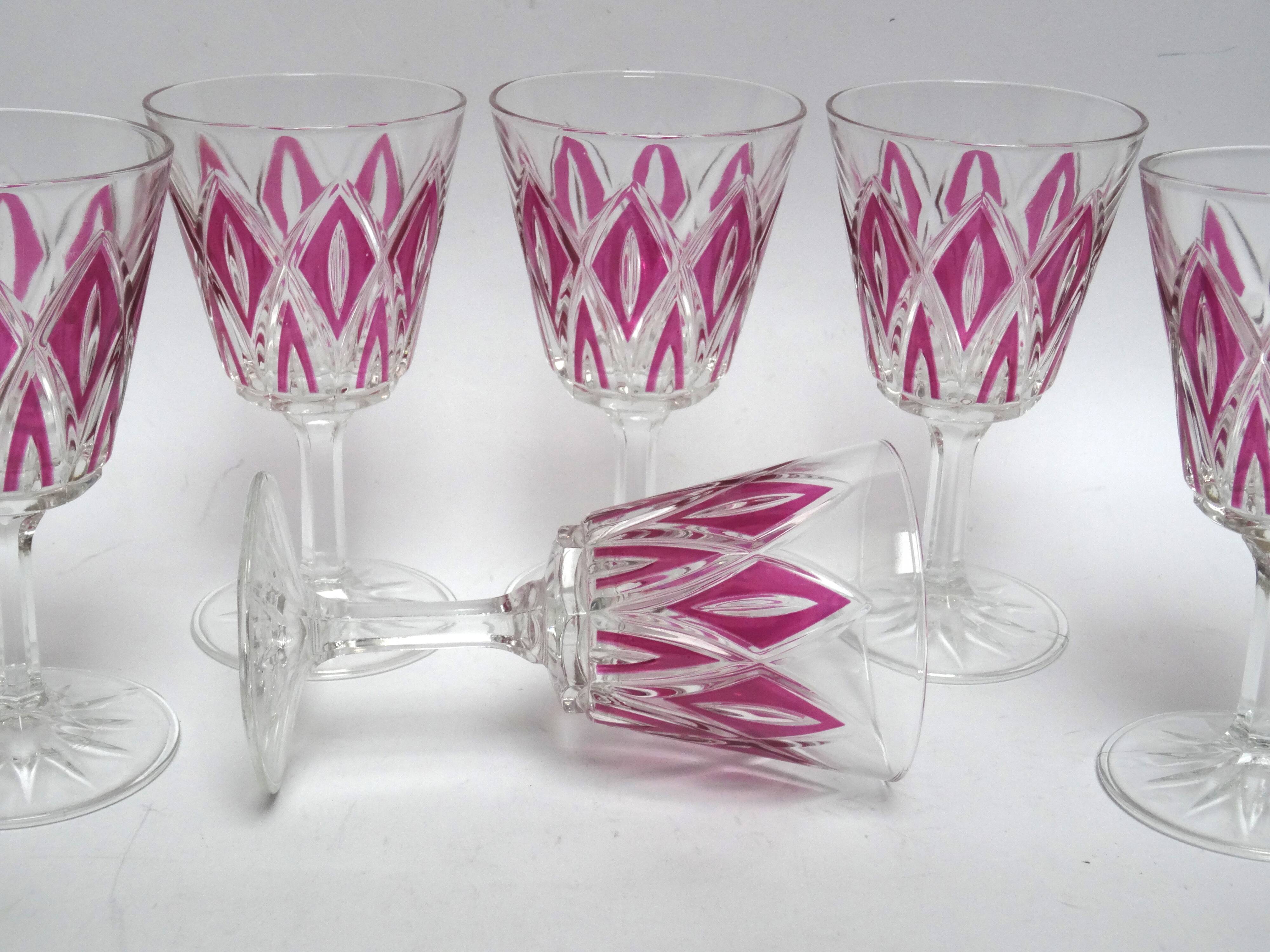 6 red wine glasses VMC Reims Harlequin