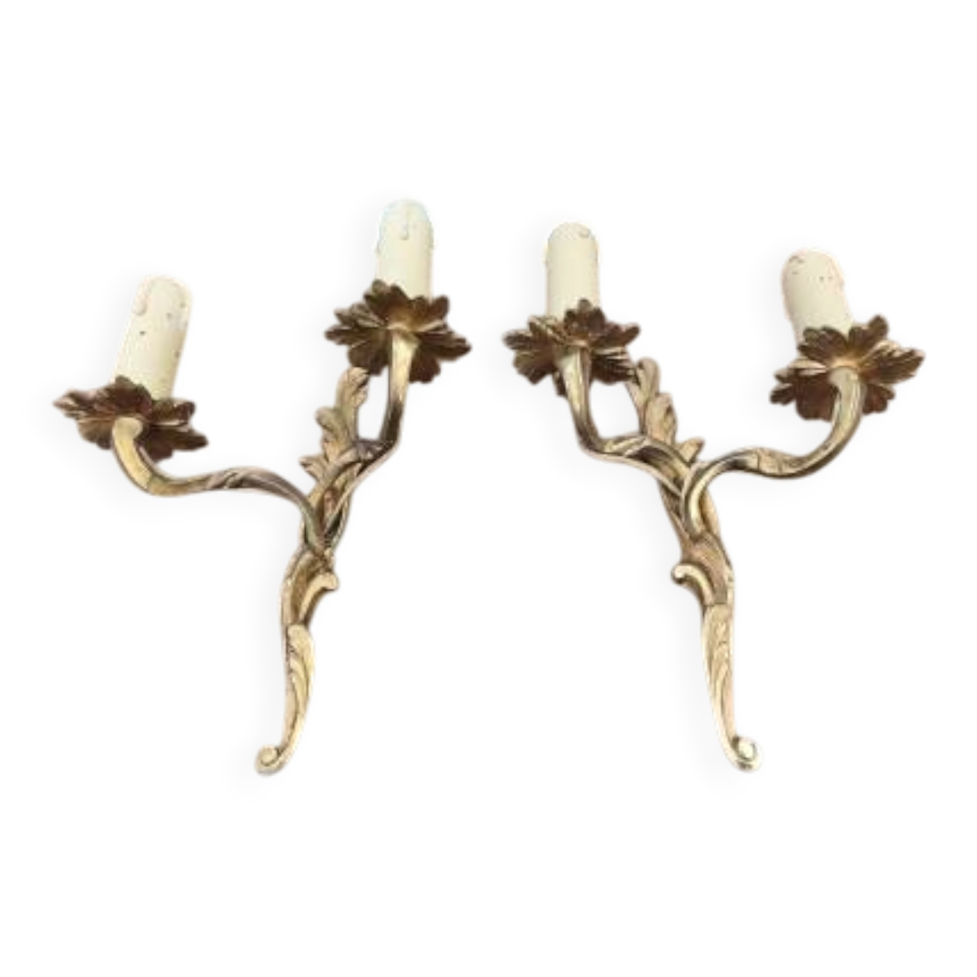 Pair of bronze wall sconces