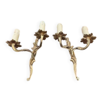 Pair of bronze wall sconces