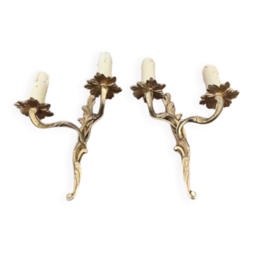 Pair of bronze wall sconces