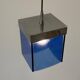 Art Deco ceiling light in blue glass and chrome, 1950s, Italy