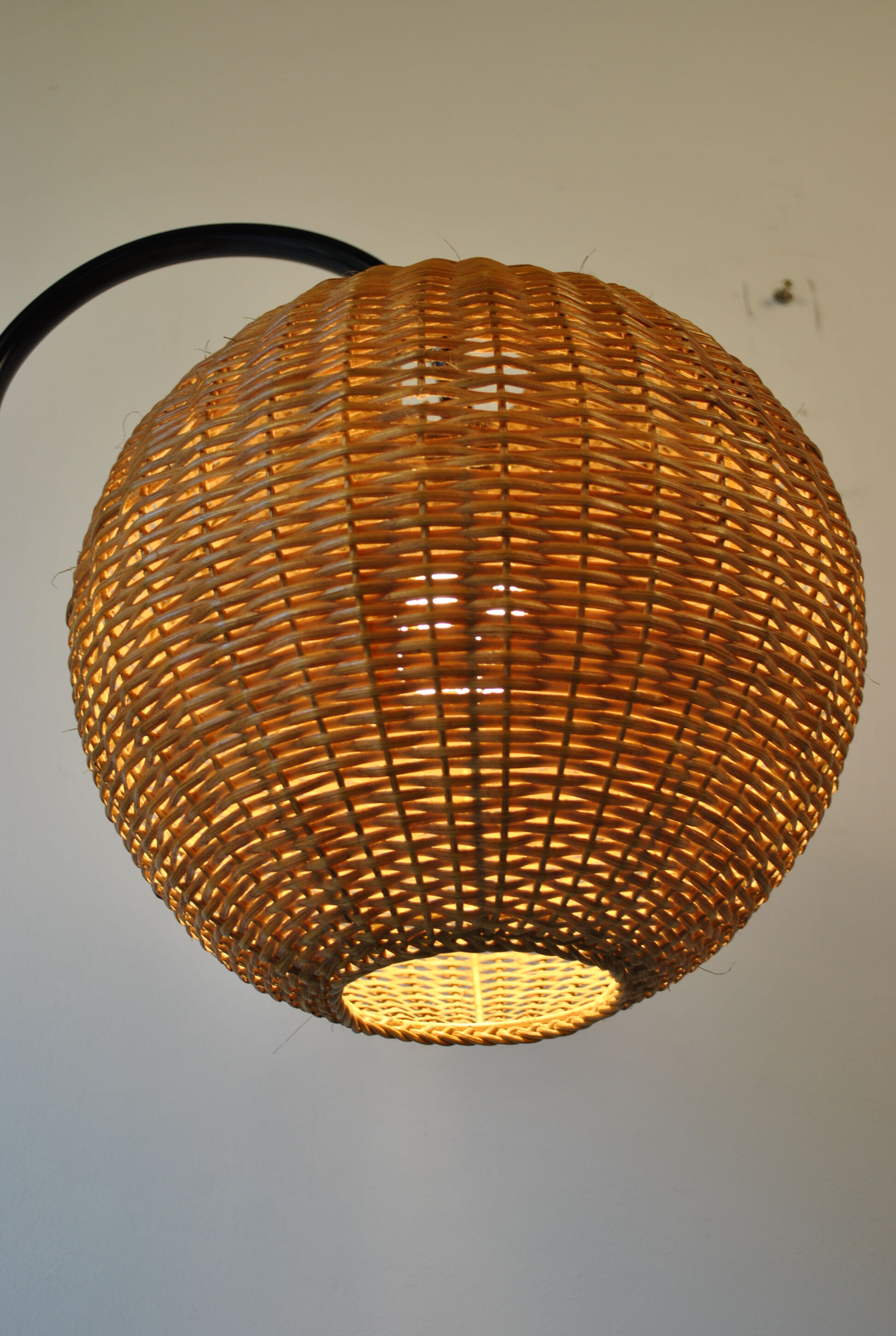 Rattan ball floor lamp 1970