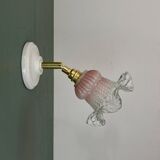 Vintage pink and clear glass tulip wall light.