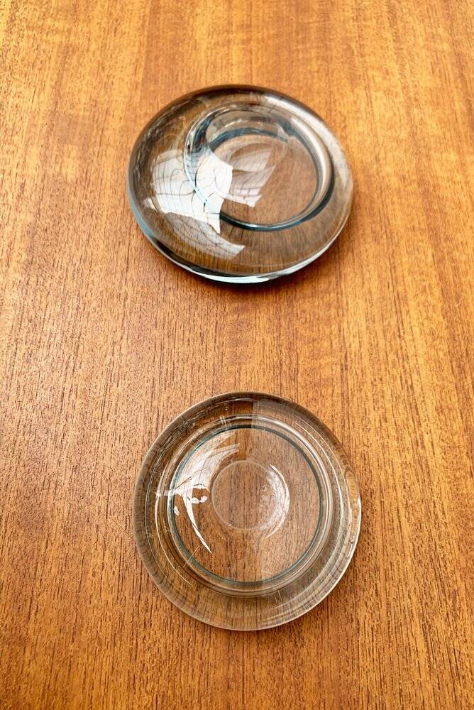 Set of 2 Danish glass bowls from the mid-century by Per Lütken for Holmegaard, 1960s.