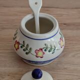 Ceramic jam pot with floral decoration