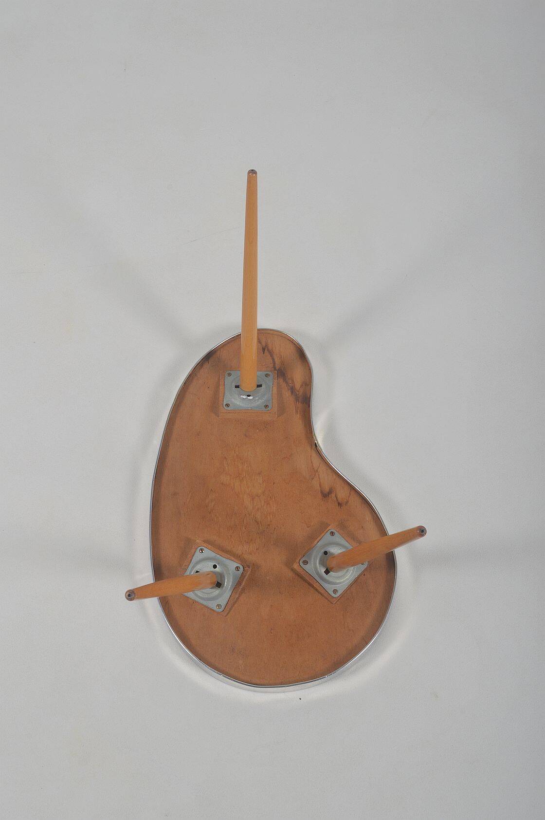 Kidney-shaped vintage side table with handmade ray pattern, 1960s