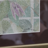 Lithograph painting signed pointillist style flowers