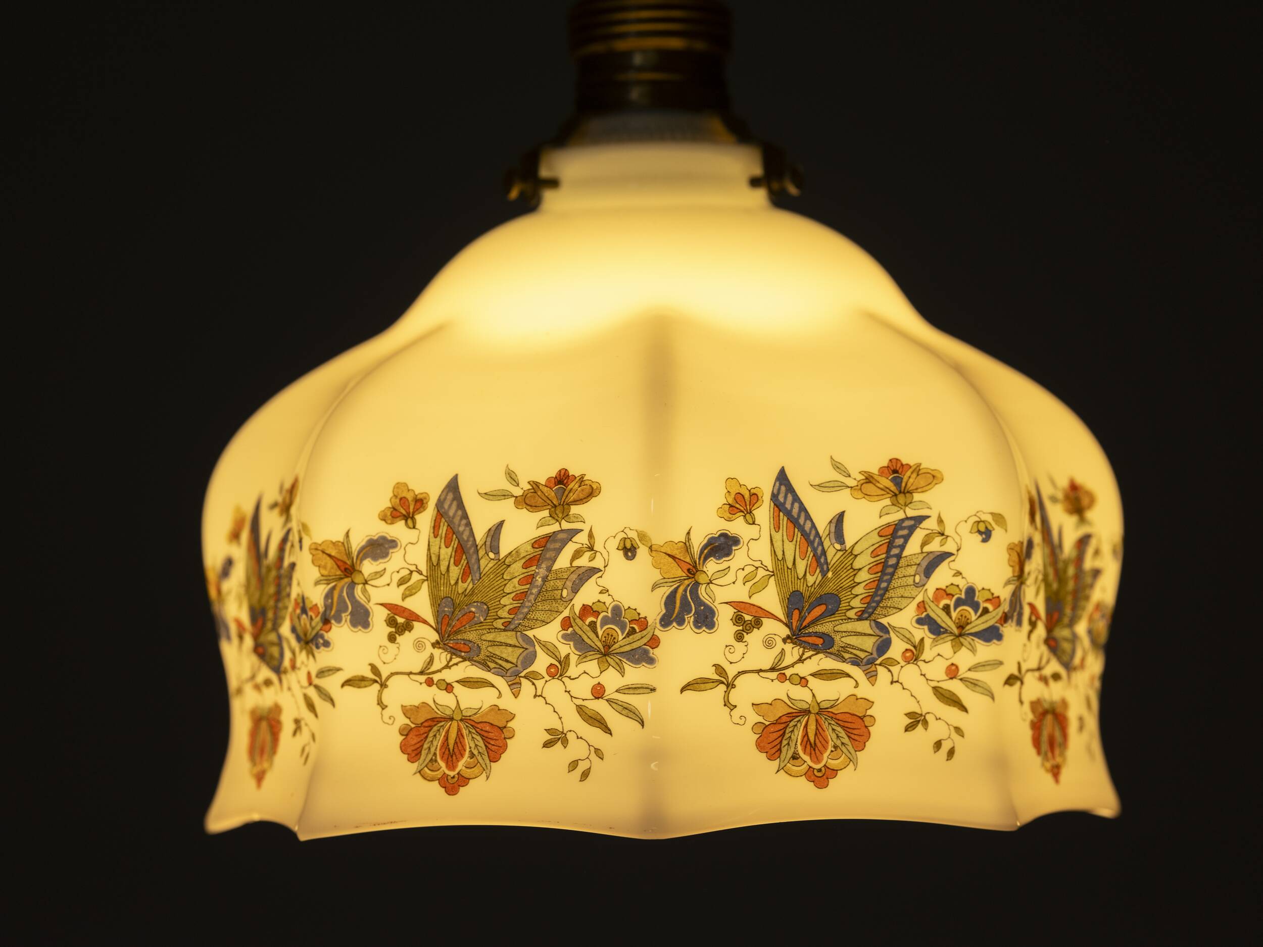 Hanging glass lampshade, vintage (hand-painted)