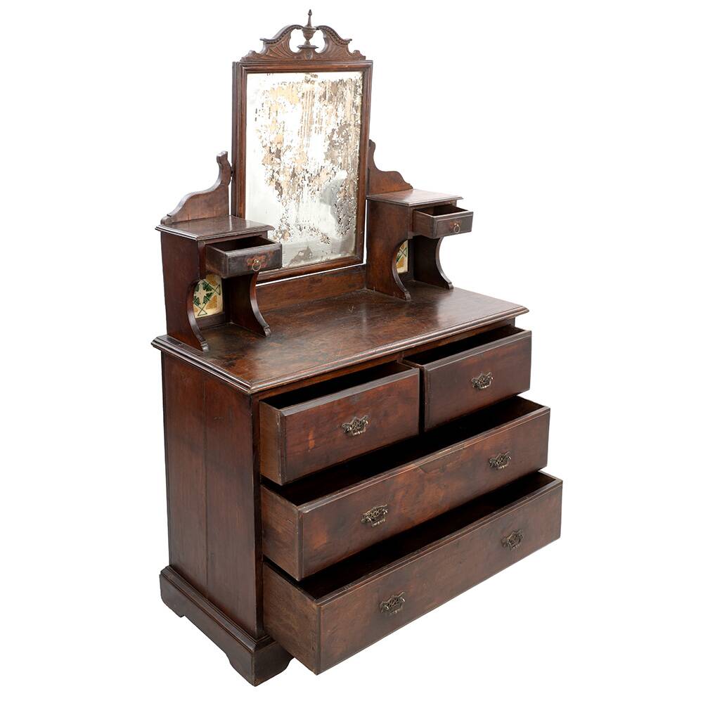 Wooden dressing table with mahogany patina
