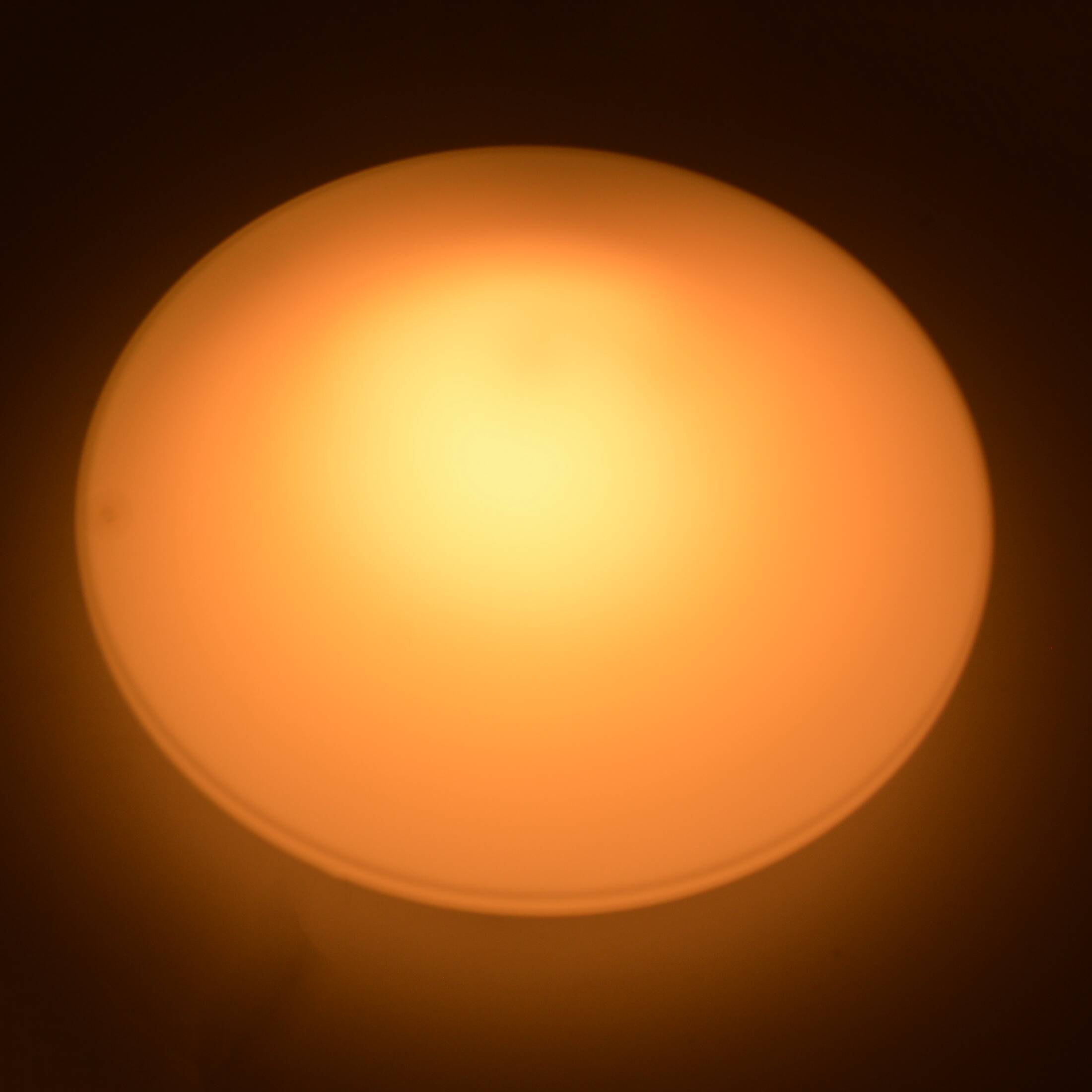 Round white glass ceiling lamp, Penko Pieńsk, Poland 1970s