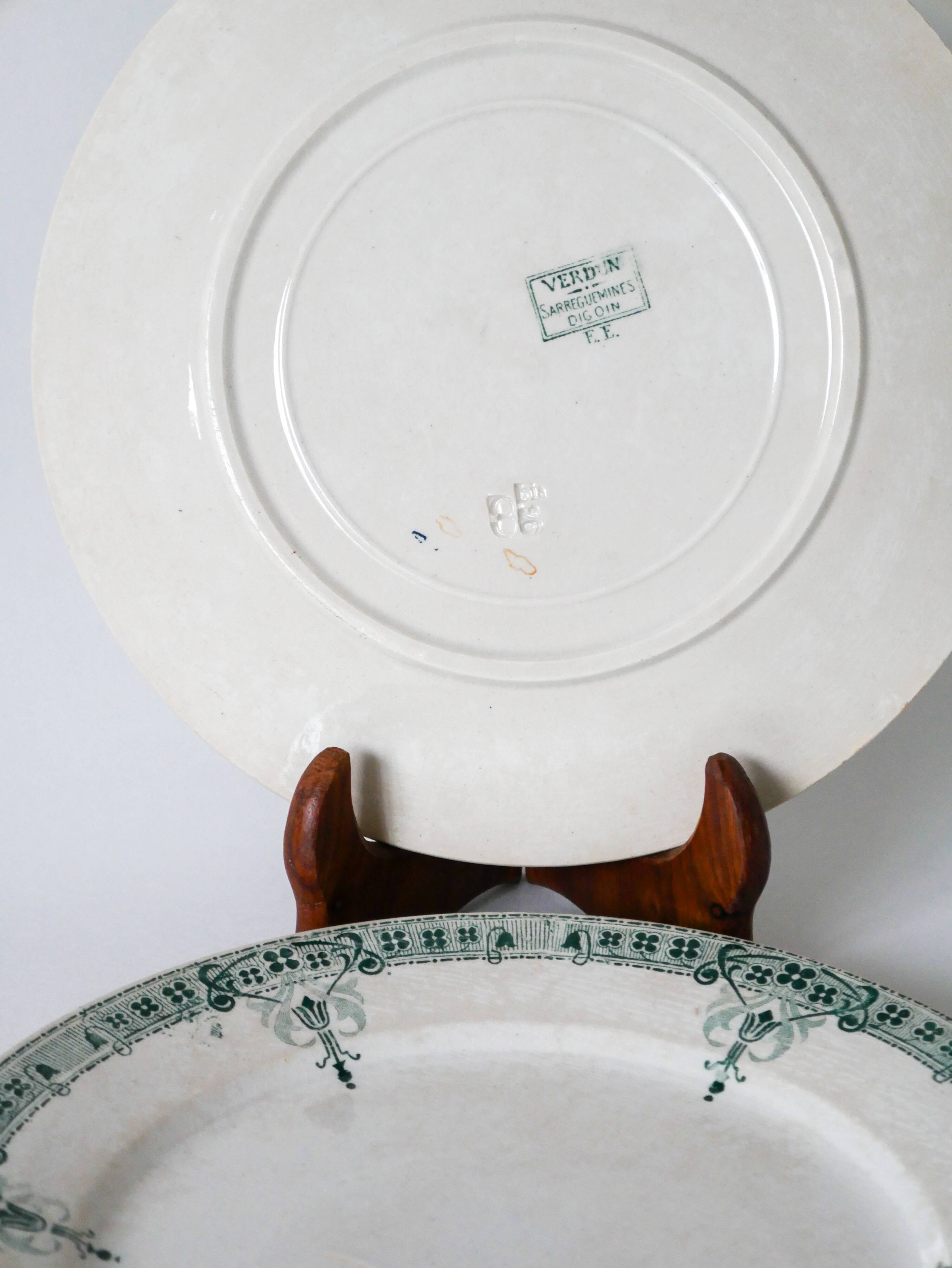 Lot de 6 assiettes plates en Terre de Fer dépareillées Sarreguemines et Lunéville