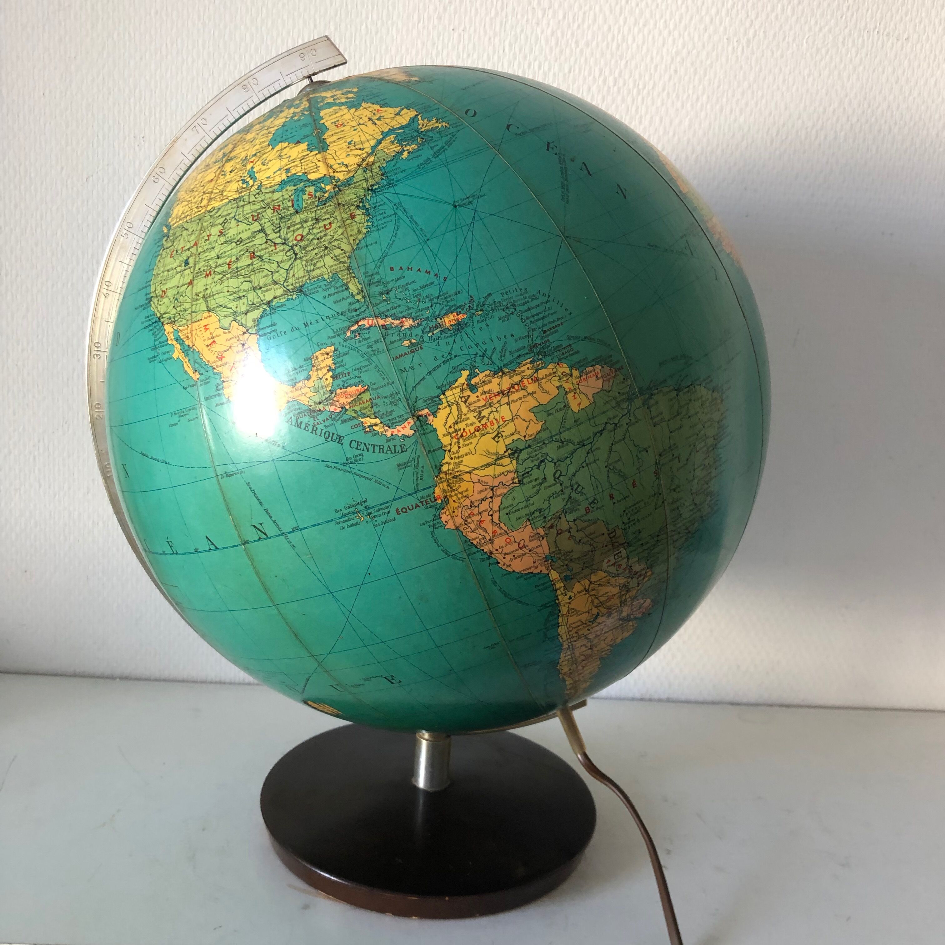 Large terrestrial globe PVC 42cm JRO Verlag vintage 1970