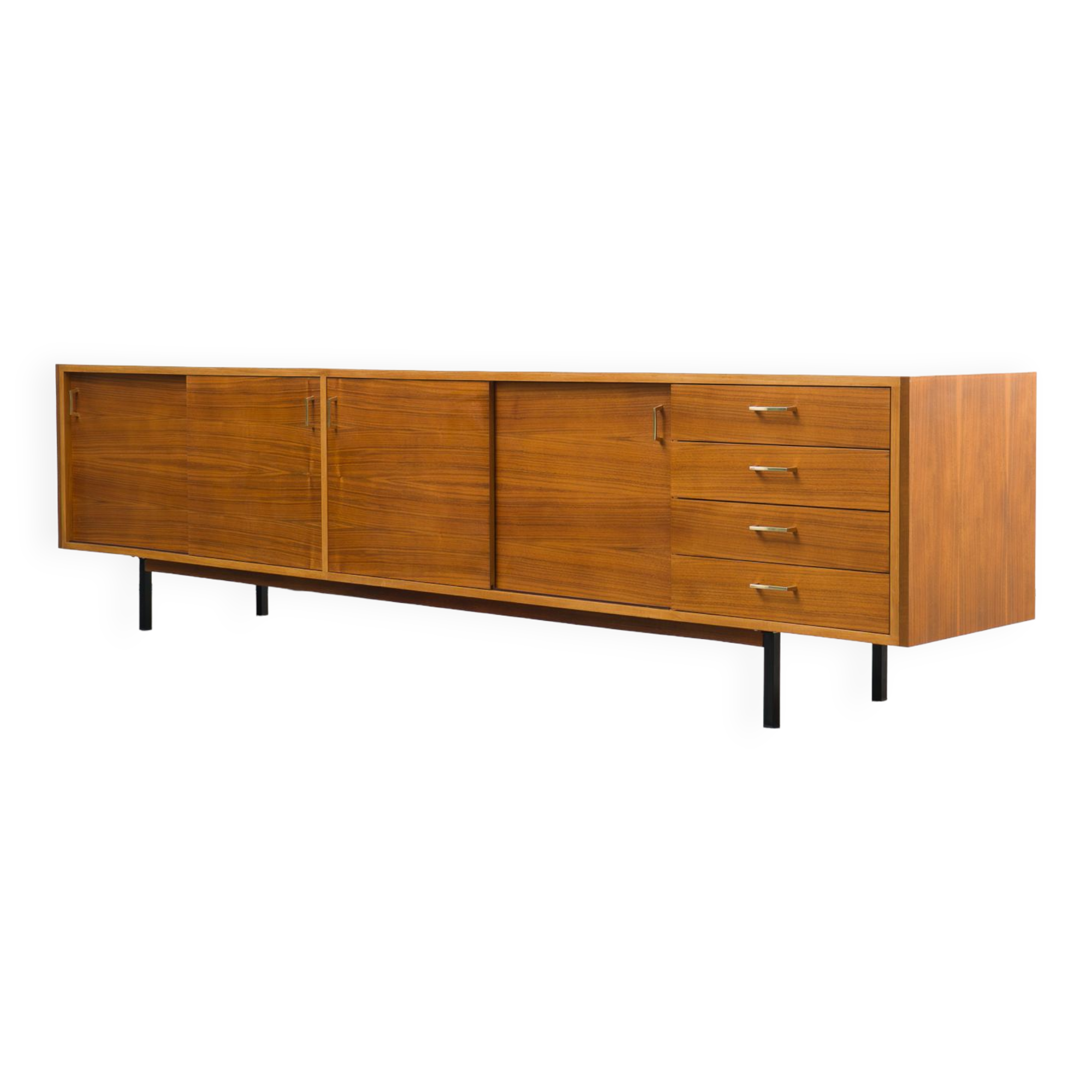 Sideboard 60s, walnut, restored, 272cm