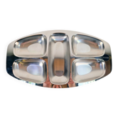 Plateau en acier inoxydable divisé par Carlo Mazzeri pour Alessi, Italie, années 1960.
