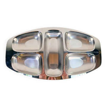 Divided Stainless Steel Tray by Carlo Mazzeri for Alessi, Italy, 1960s