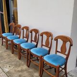 Set of 6 directoire style velvet chairs