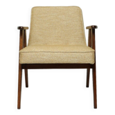 Fauteuil moderne chaise en bois naturel tissus ocre jaune 2962 design par Chierowski fauteuil de salon rénové style scandinave