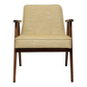 Fauteuil moderne chaise en bois naturel tissus ocre jaune 2962 design par Chierowski fauteuil de salon rénové style scandinave