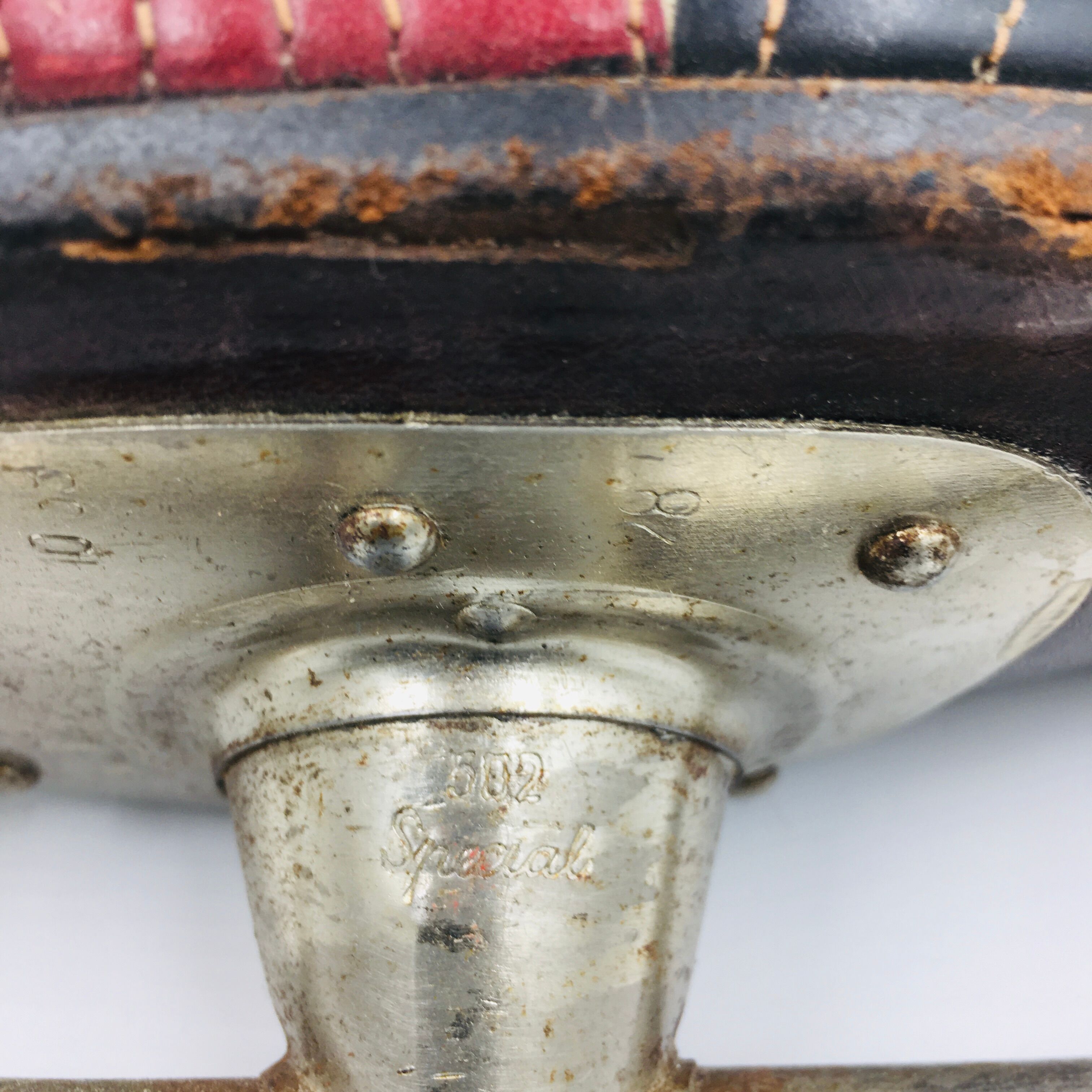 Pair of vintage leather ice skates