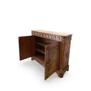 An antique French Louis XVI-style marble-top side cabinet
