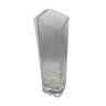 Vase forme carré relief géométrique en verre épais translucide 28 cm