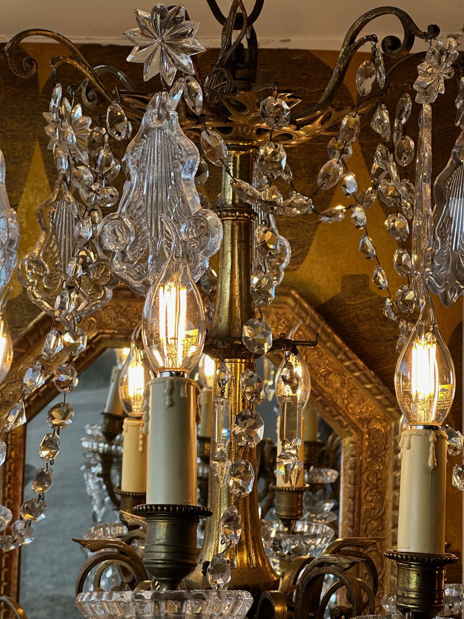 Crystal and bronze chandelier