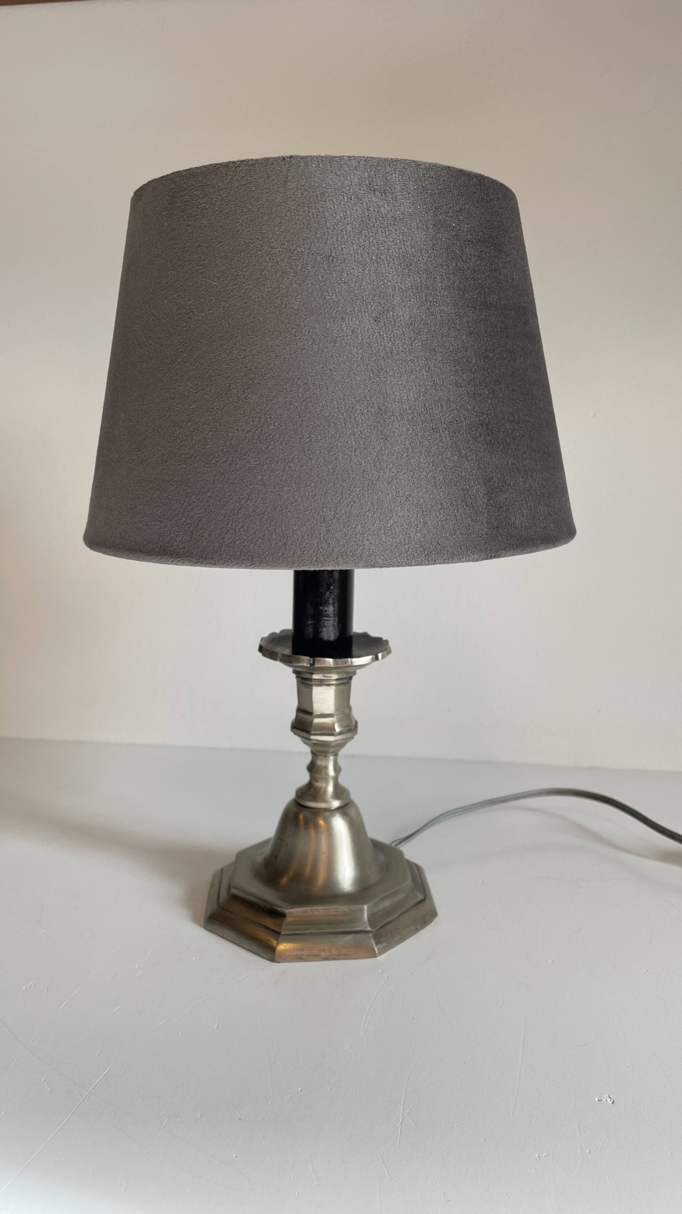 Lamp vintage steel and velvet candle holder