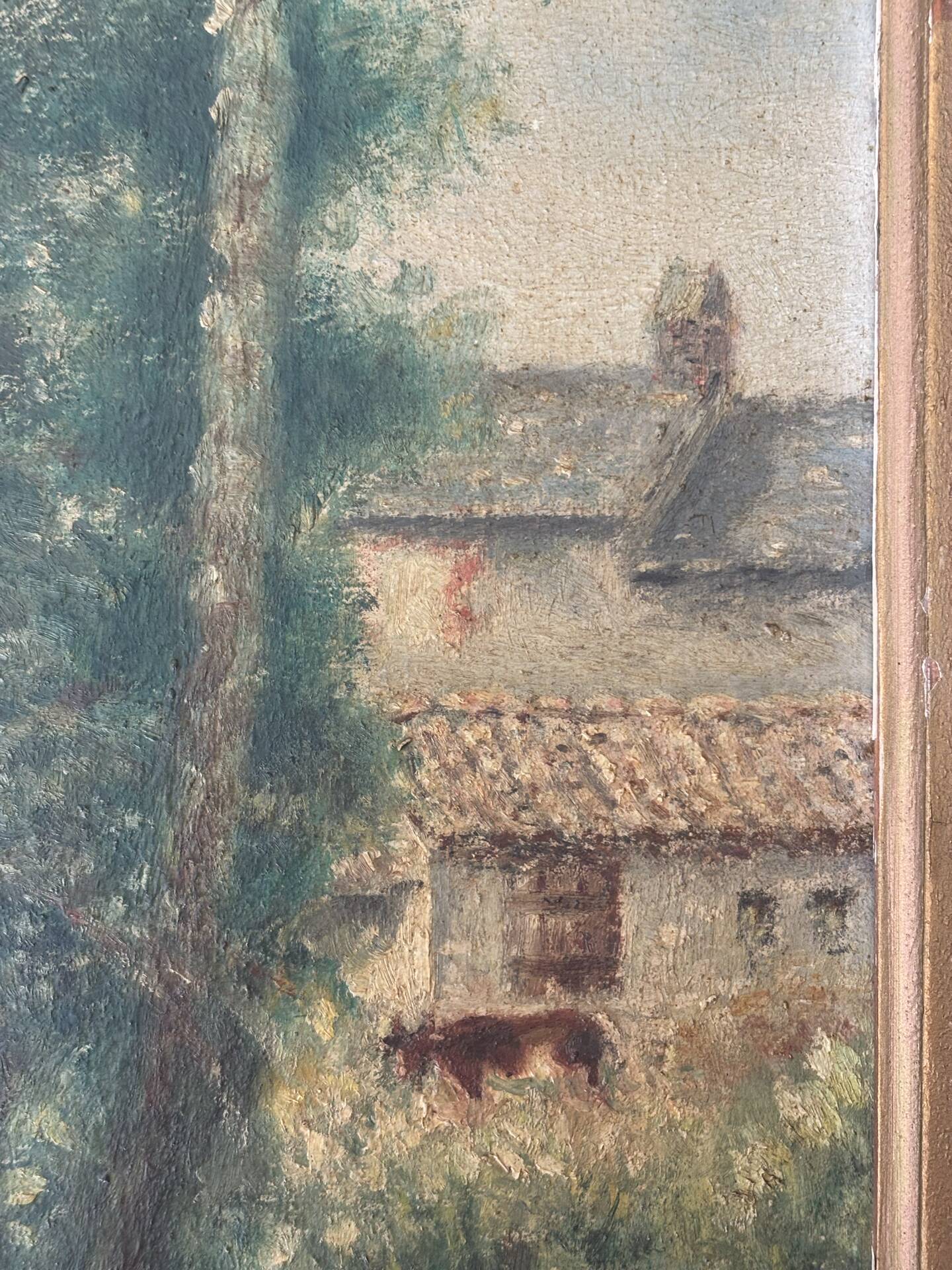 Peinture ancienne encadrée - signée R Guillet - 1948