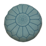 Moroccan pouf in sky blue leather