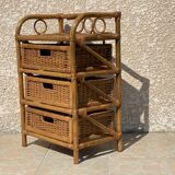 Cabinet with vintage rattan drawers