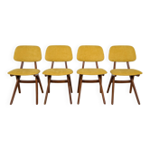 Mid-Century Teak Dining Chairs  Scissor by Louis van Teefelen for Wébé, Netherlands, 1950s, Set of 4