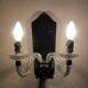 Wall applique, two-pointed glass chandelier, chiseled mirror and steel, 20th