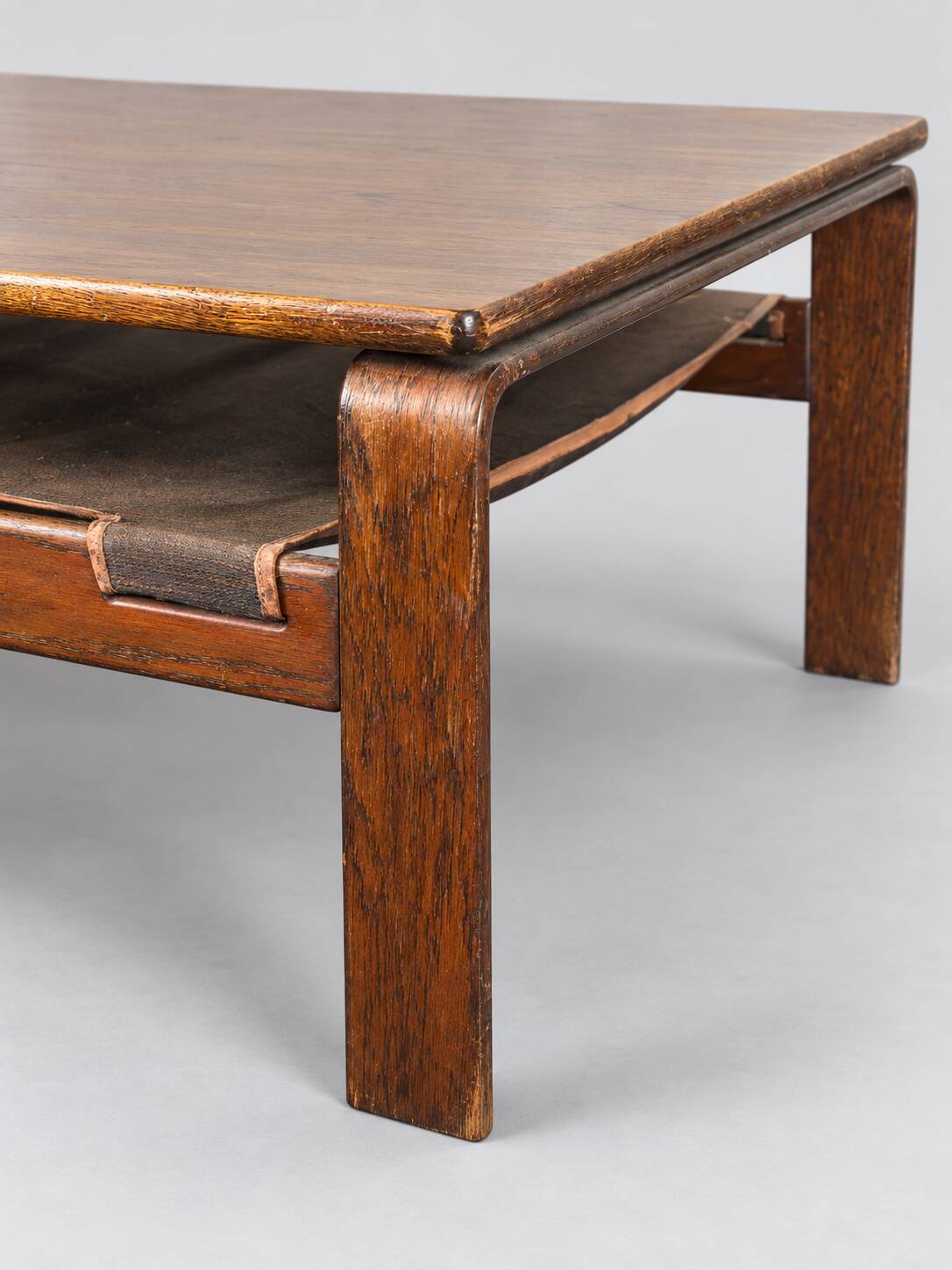Vintage Brutalist coffee table made of wenge wood, crafted in the 1970s