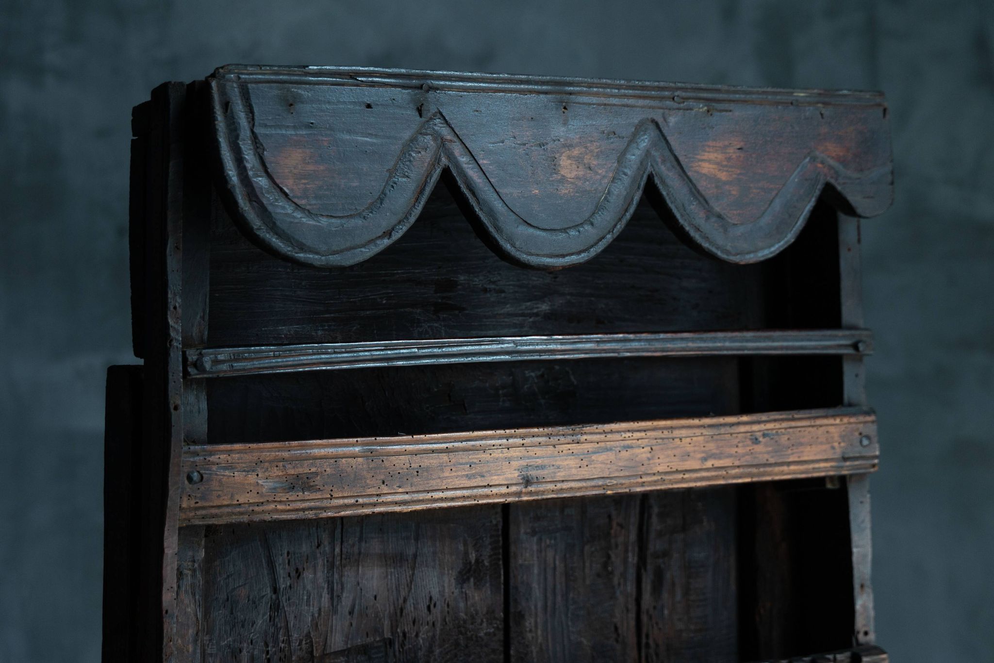 Primitive Folk Art Shelving Cupboard, France, 19th Century