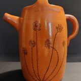20th century ceramic chevrette enameled terracotta jug signed CM