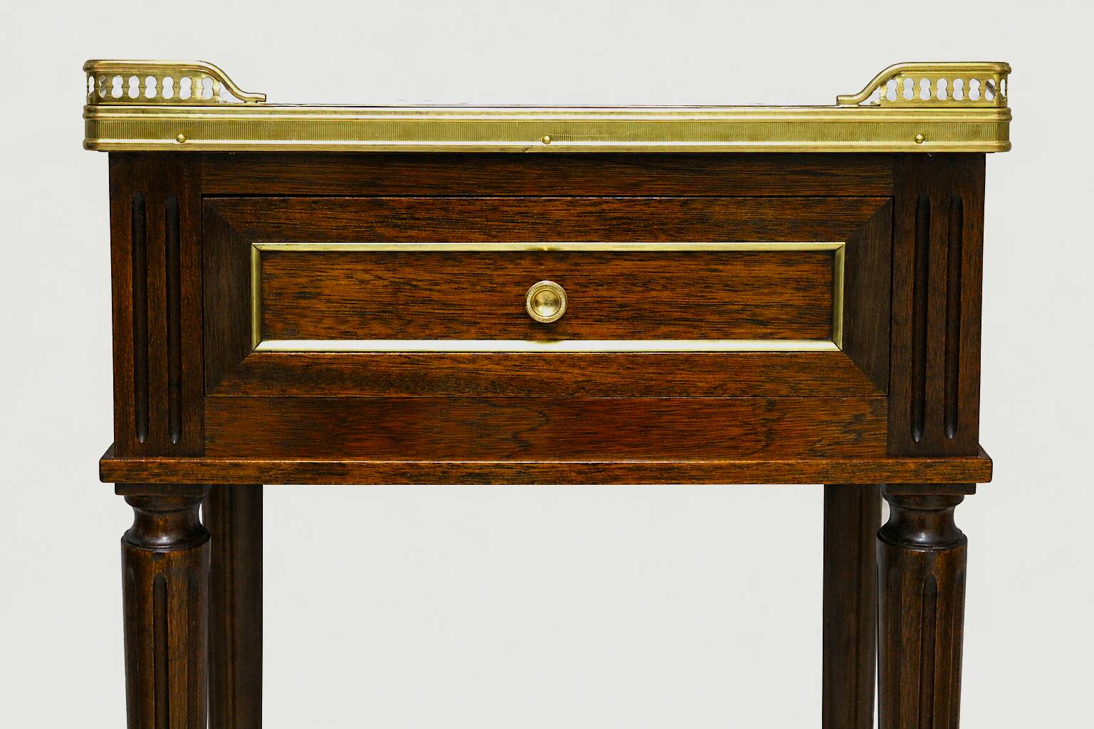 Pair of Louis XVI Style Nightstands with White Carrara Marble
