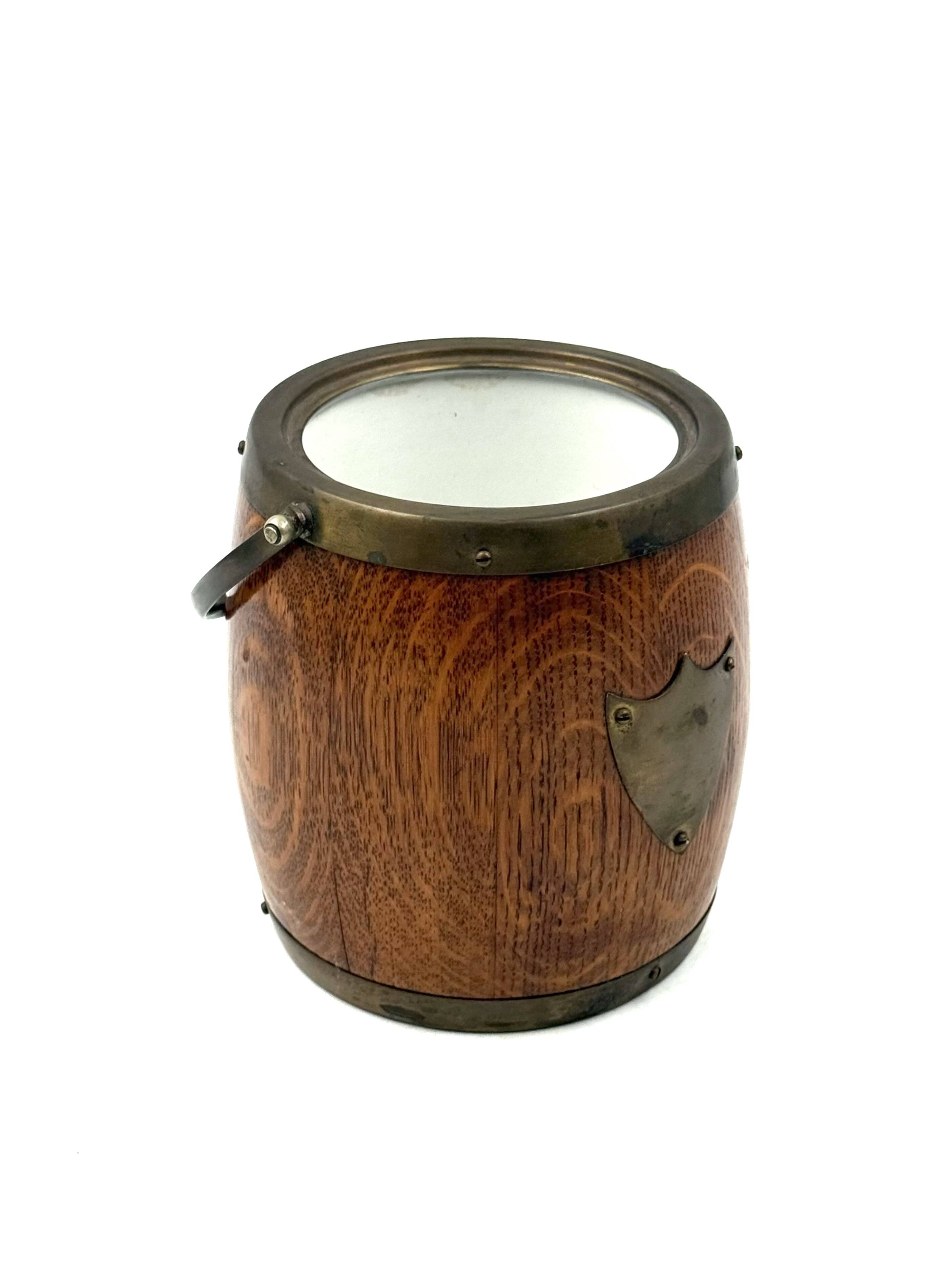 Mid-century brown oak ice bucket, Italy 1950s