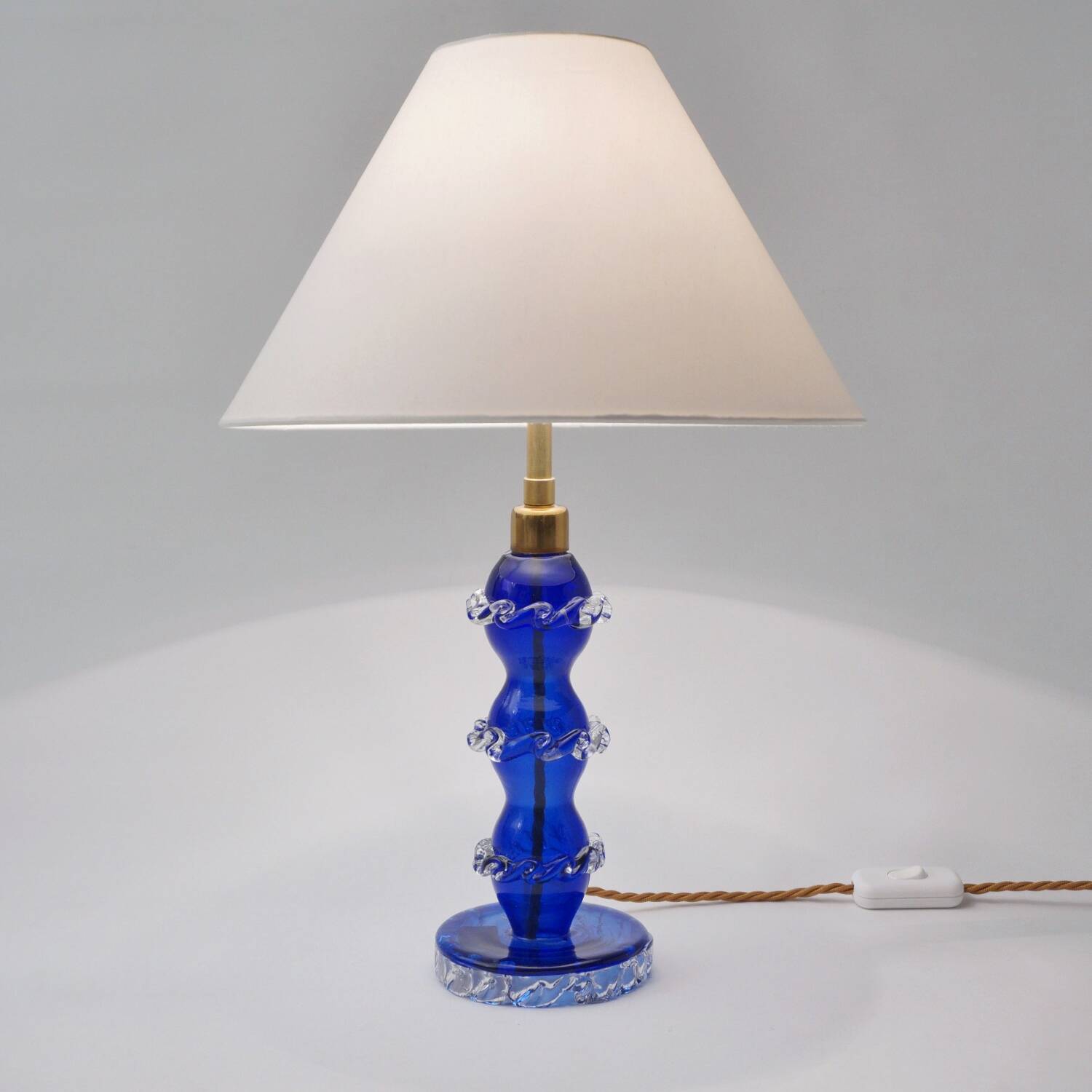 Murano glass lamp handblown blue crystal Barovier & Toso style 1920's Italy