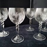 6 crystal wine glasses with a frosted design