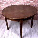 Renovated art deco round dining table, Poland 1950s